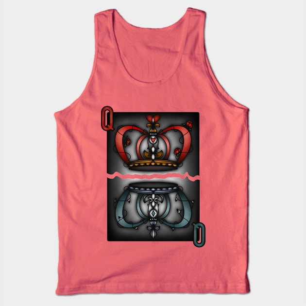 Queen Of Hearts And Queen Of Diamonds Tattoo Tank Top by panco